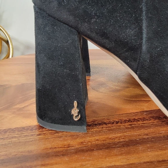 Sam Edelman Codie Black Suede Ankle Boots Size 7.5 Block Heels - Picture 4 of 15